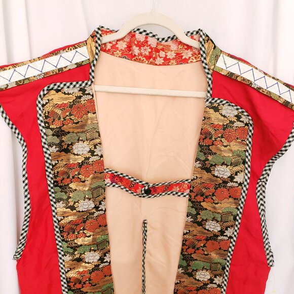 Unisex Asian Red Multicolor Beautiful Pattern Traditional Clothing Long Vest - Picture 4 of 15